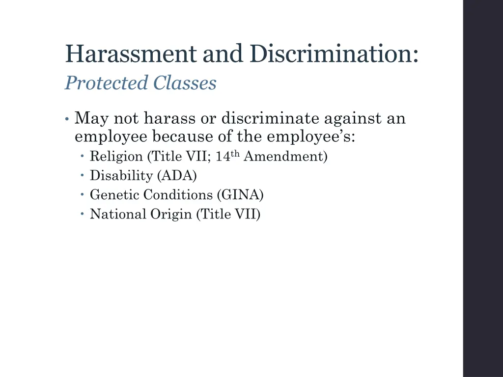 harassment and discrimination protected classes 1