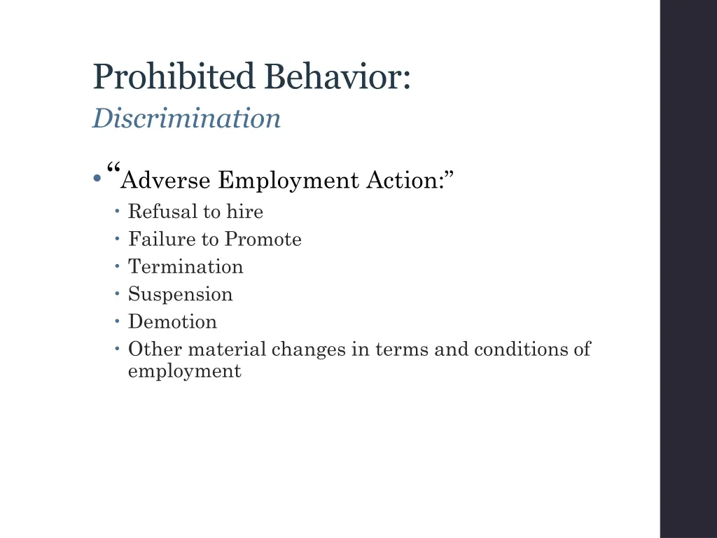 prohibited behavior discrimination