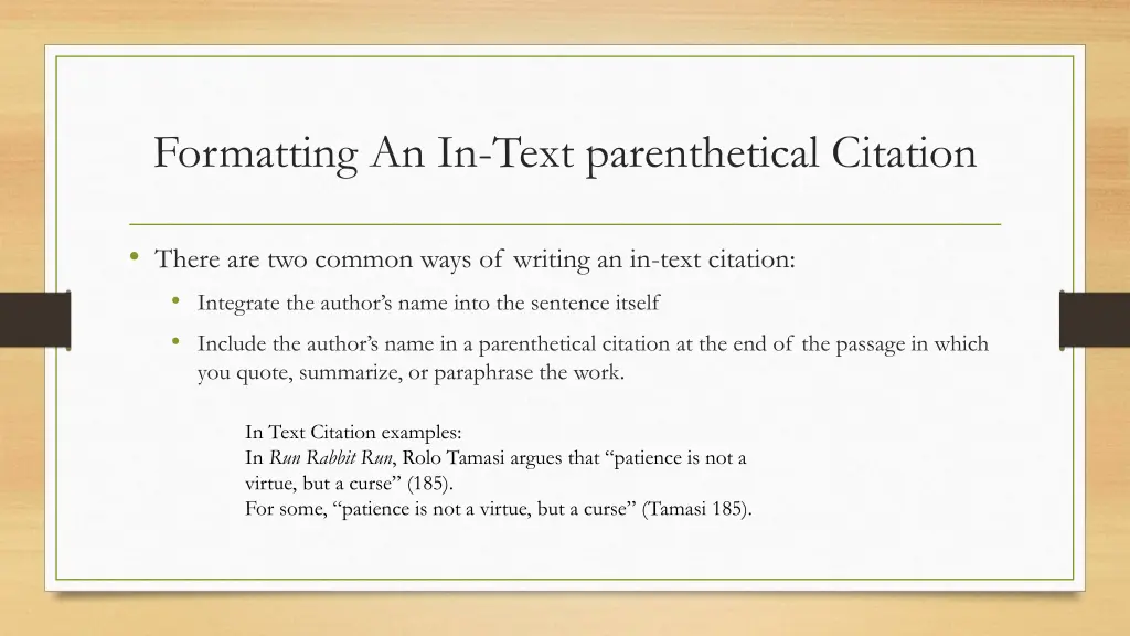 formatting an in text parenthetical citation