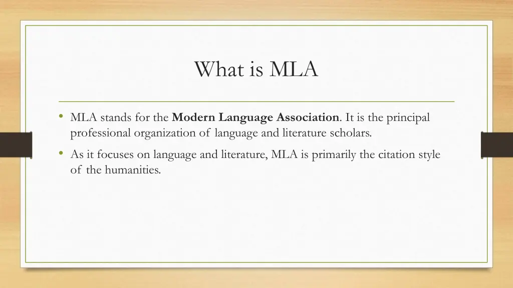 what is mla