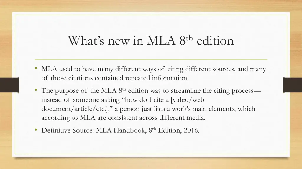 what s new in mla 8 th edition