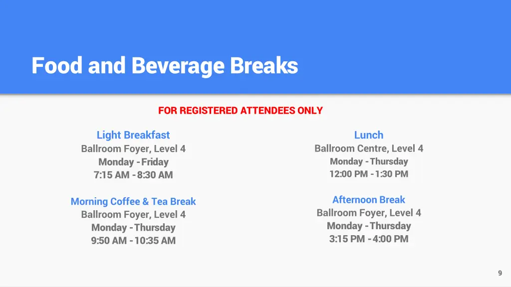 food and beverage breaks