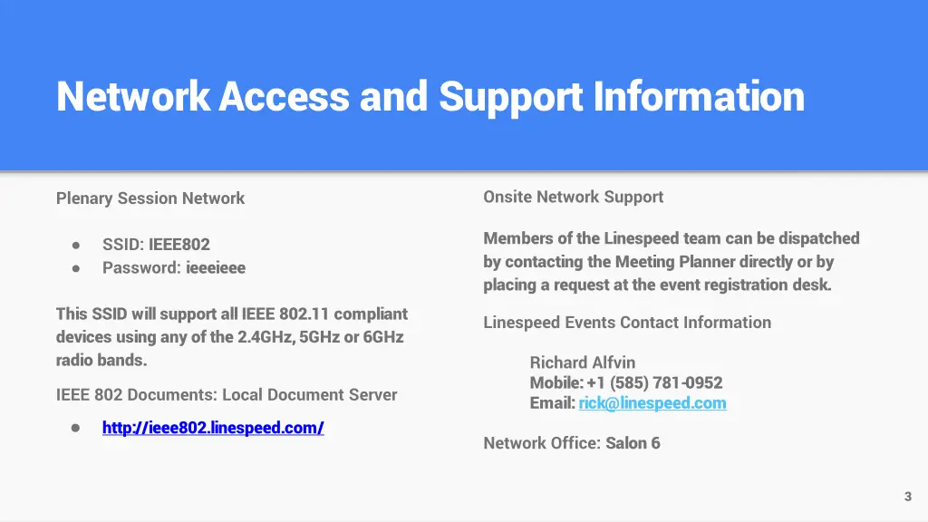 network access and support information