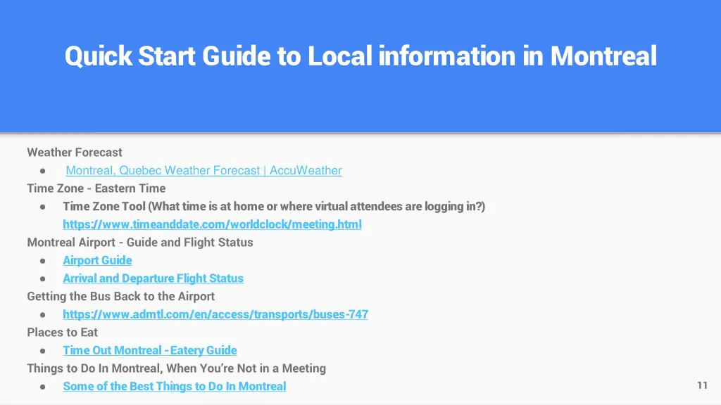 quick start guide to local information in montreal