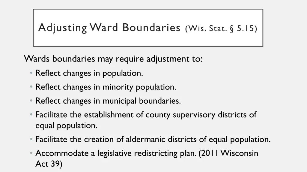 adjusting ward boundaries wis stat 5 15