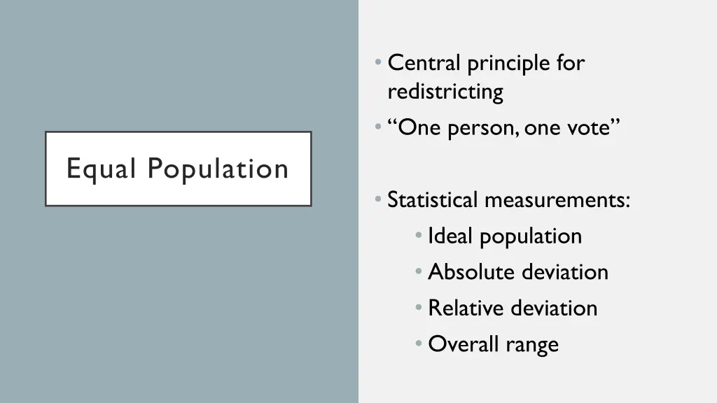 central principle for redistricting one person