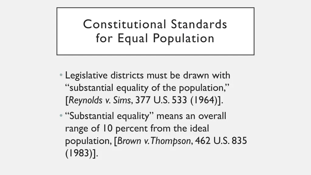 constitutional standards for equal population 1