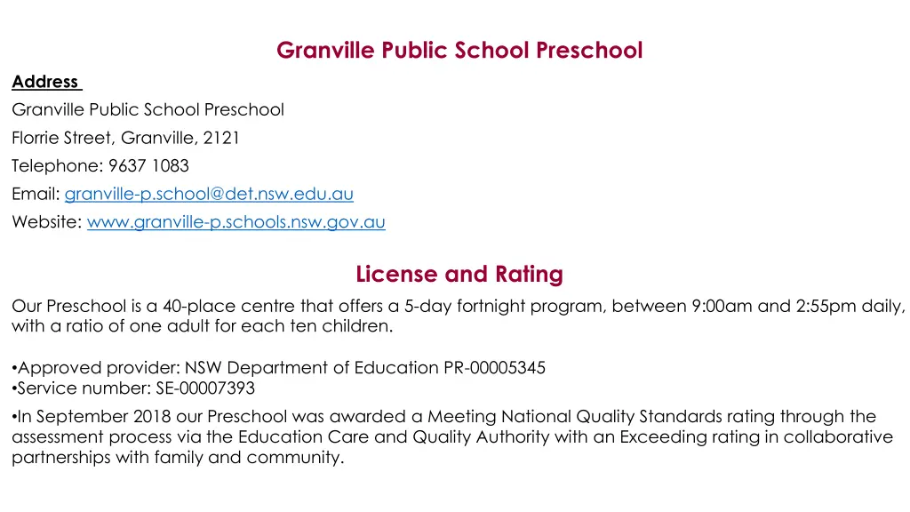 granville public school preschool