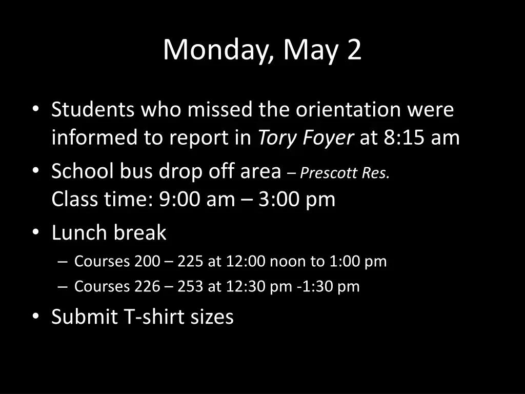 monday may 2