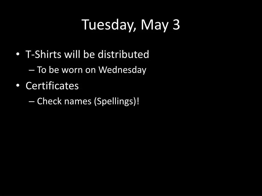 tuesday may 3