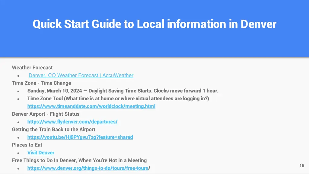 quick start guide to local information in denver