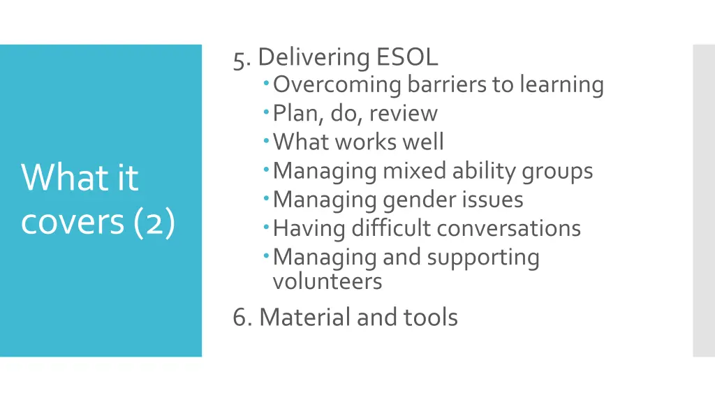 5 delivering esol overcoming barriers to learning