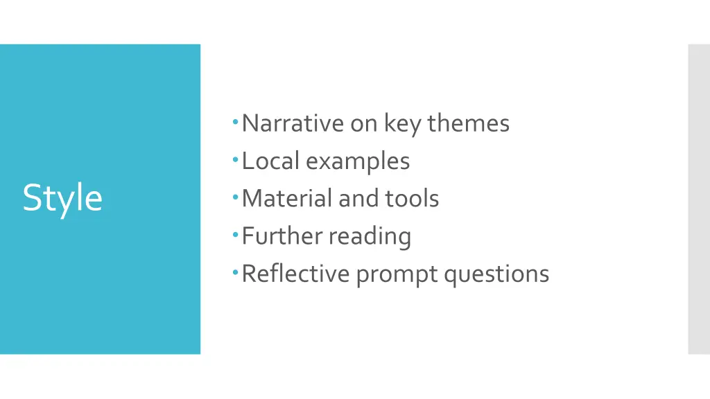 narrative on key themes local examples material