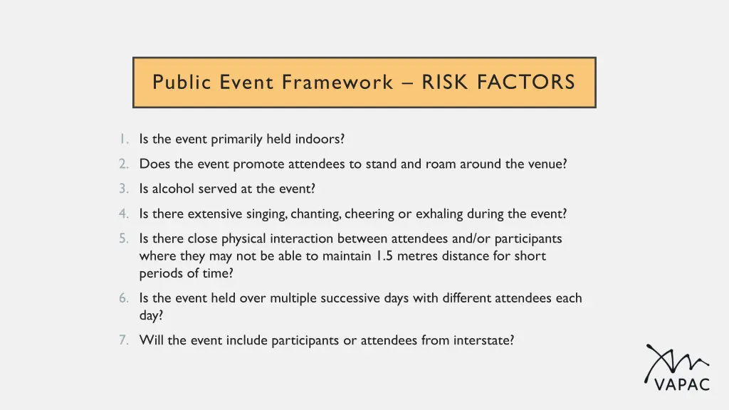 public event framework risk factors