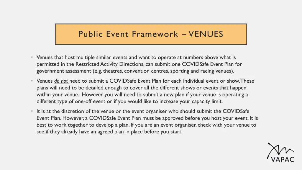 public event framework venues