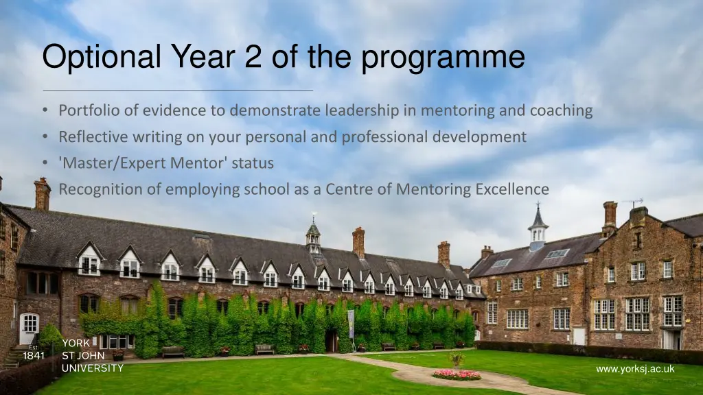 optional year 2 of the programme