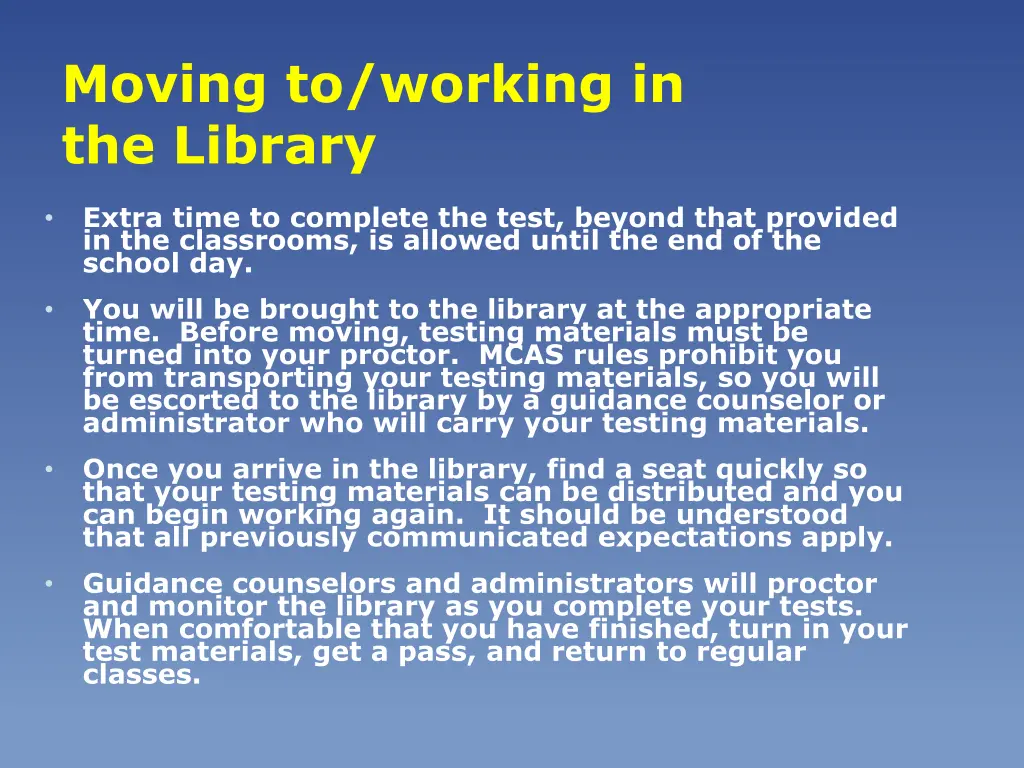 moving to working in the library