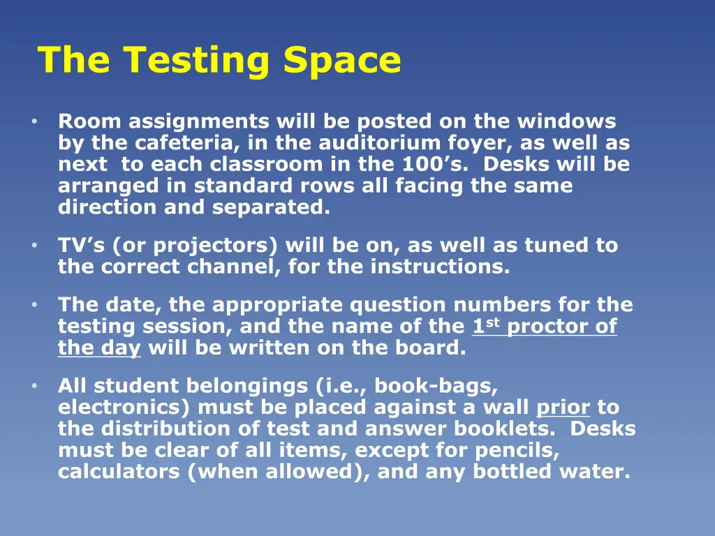 the testing space