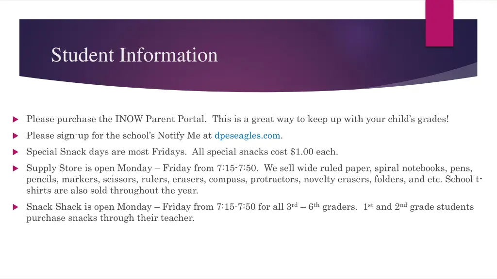 student information