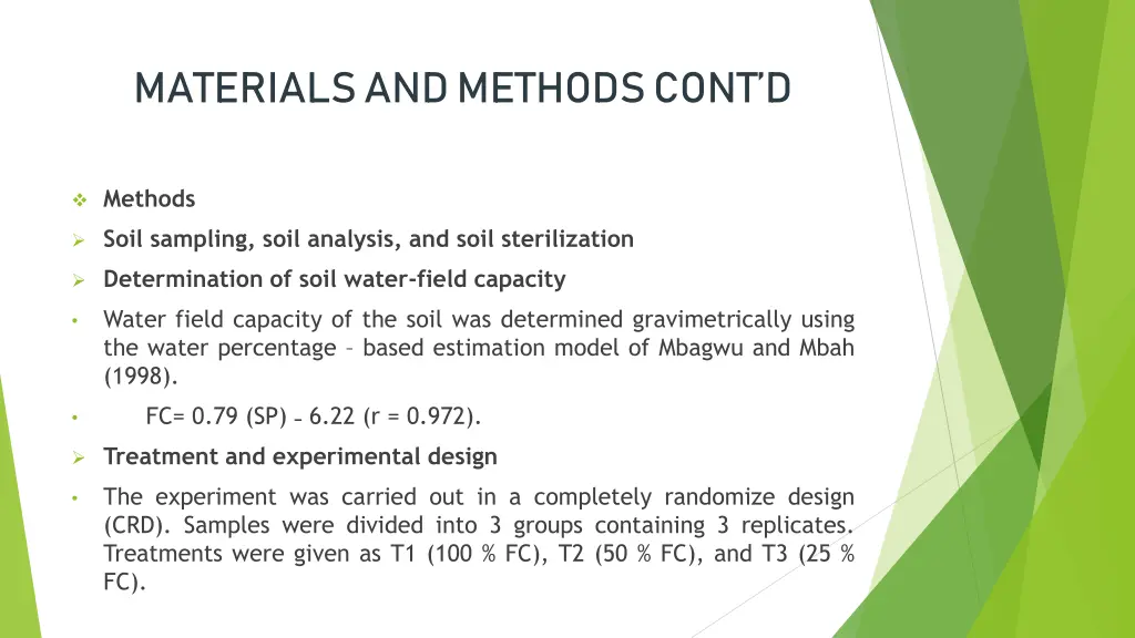 materials and methods cont d