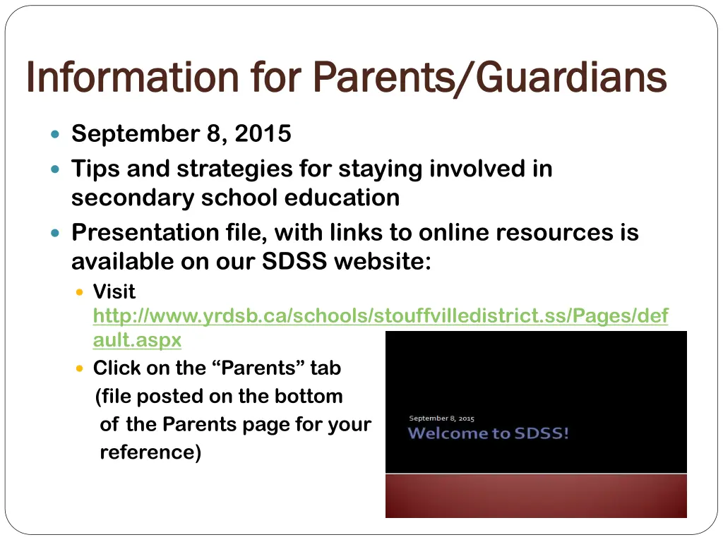 information for parents guardians information