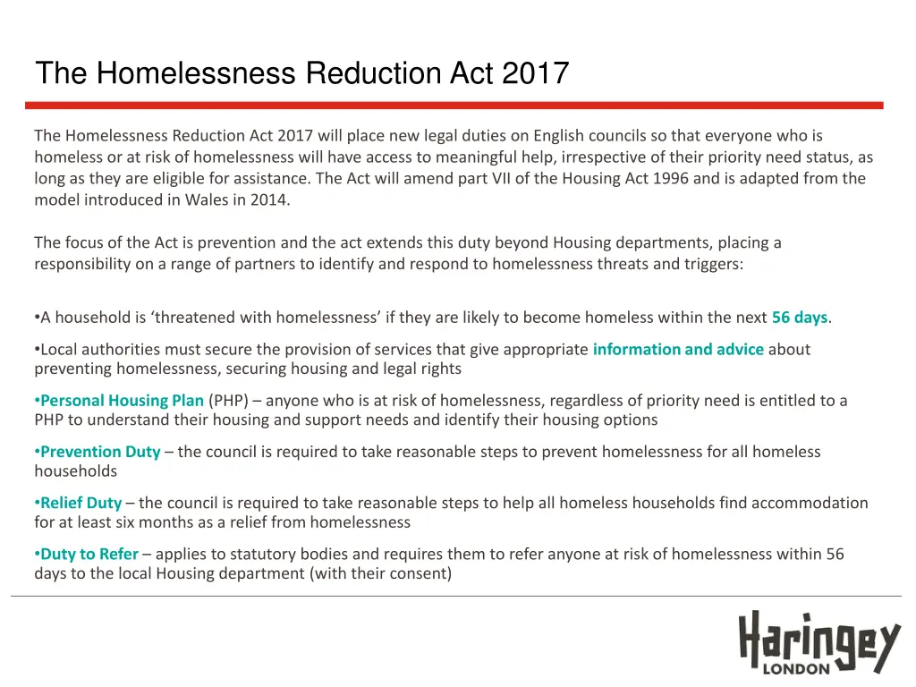 the homelessness reduction act 2017