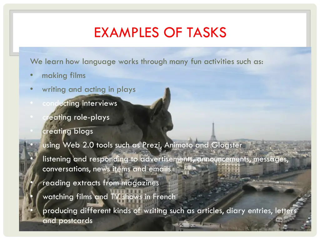 examples of tasks