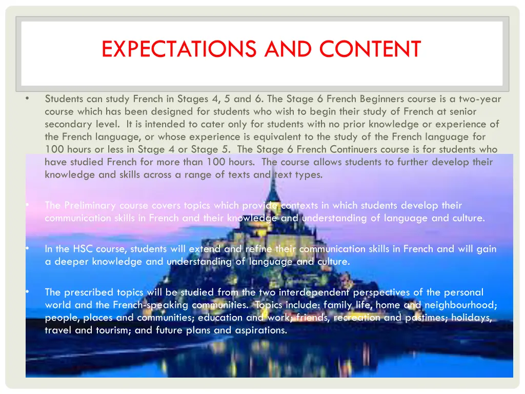 expectations and content