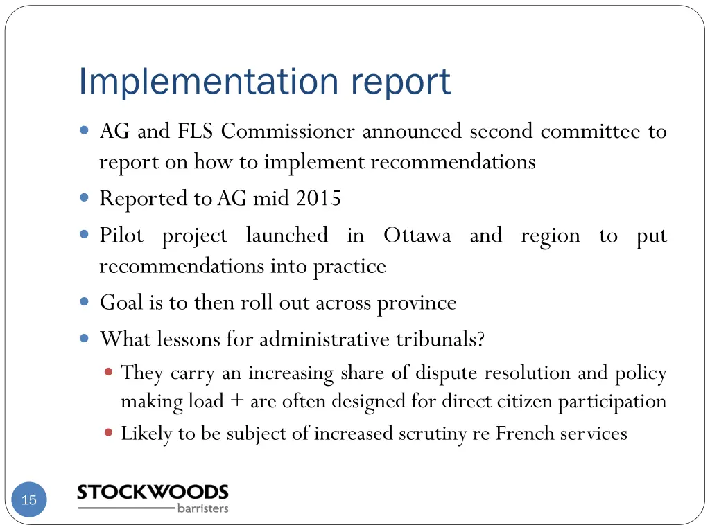 implementation report