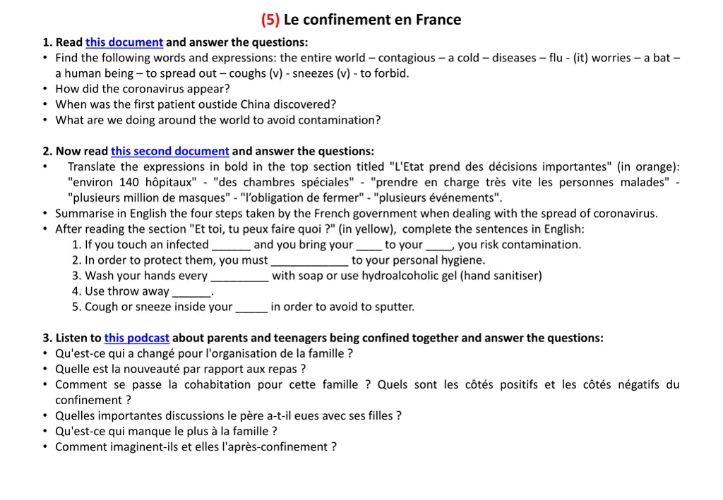 5 le confinement en france