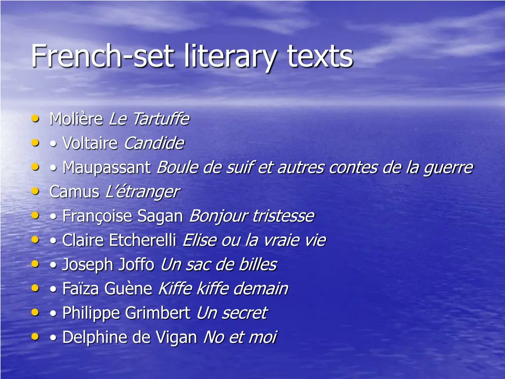 french set literary texts