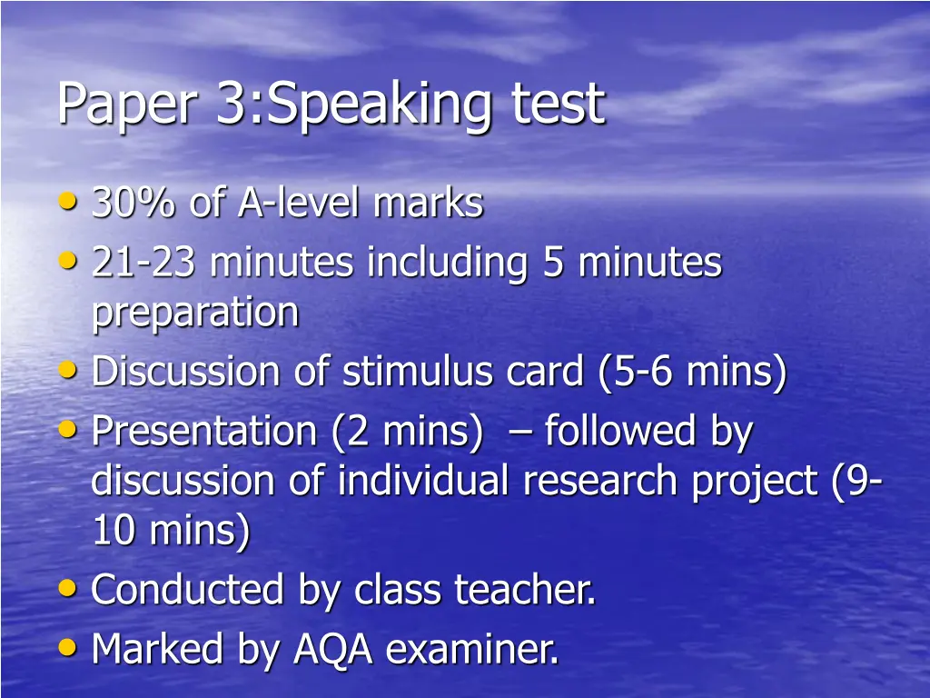 paper 3 speaking test 1