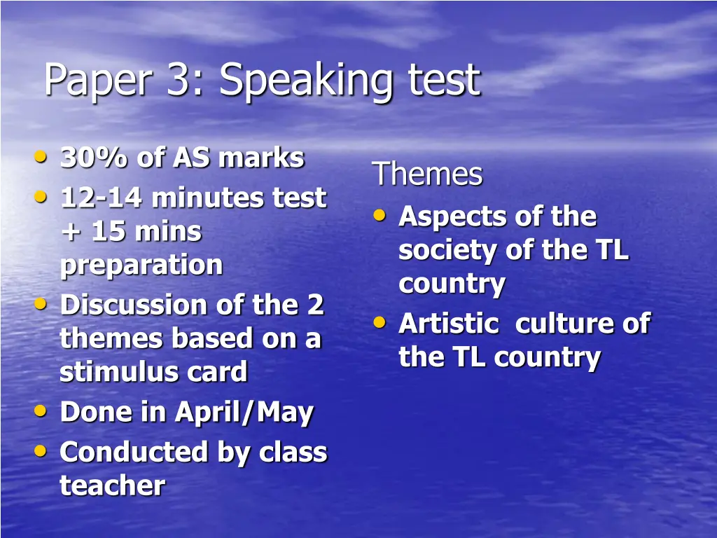 paper 3 speaking test