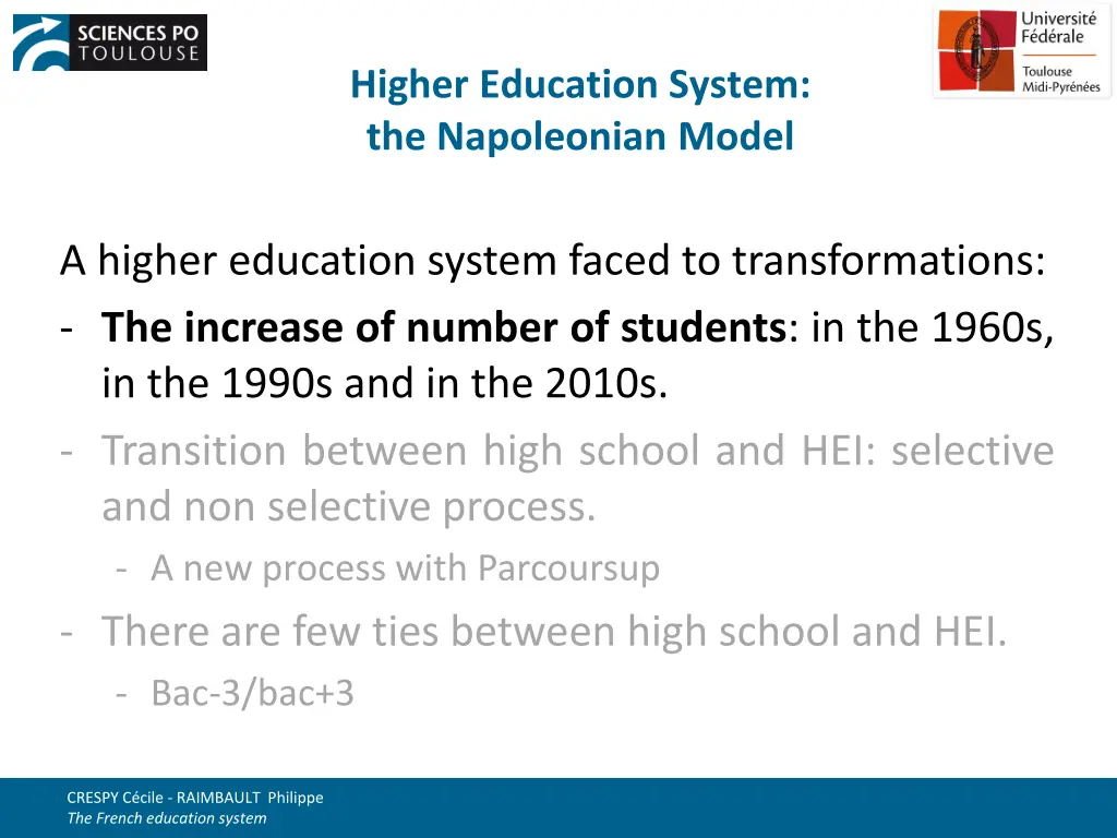 higher education system the napoleonian model 1