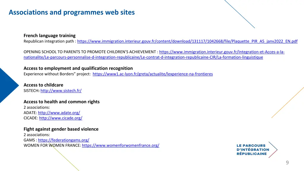 associations and programmes web sites