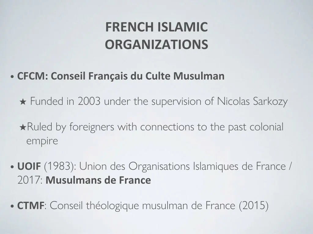 french islamic organizations