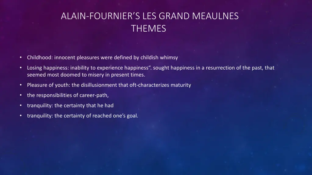 alain fournier s les grand meaulnes themes