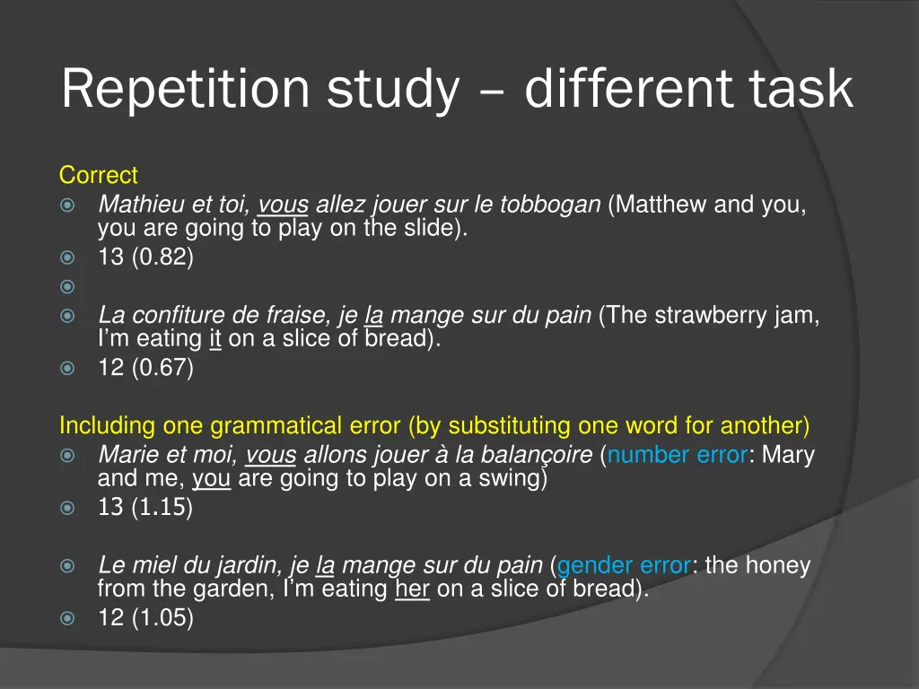 repetition study different task