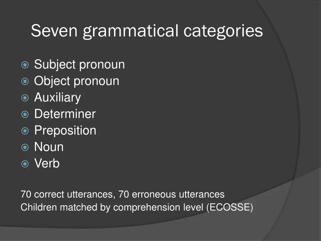 seven grammatical categories