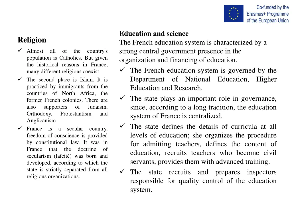 education and science the french education system