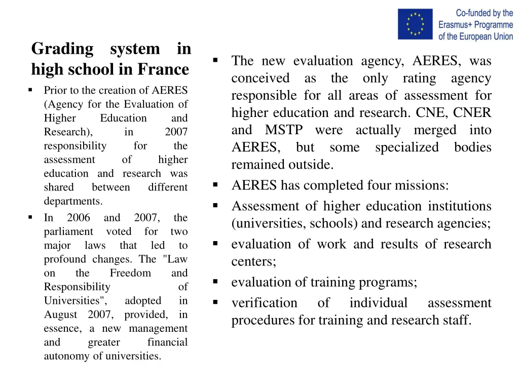 grading high school in france prior