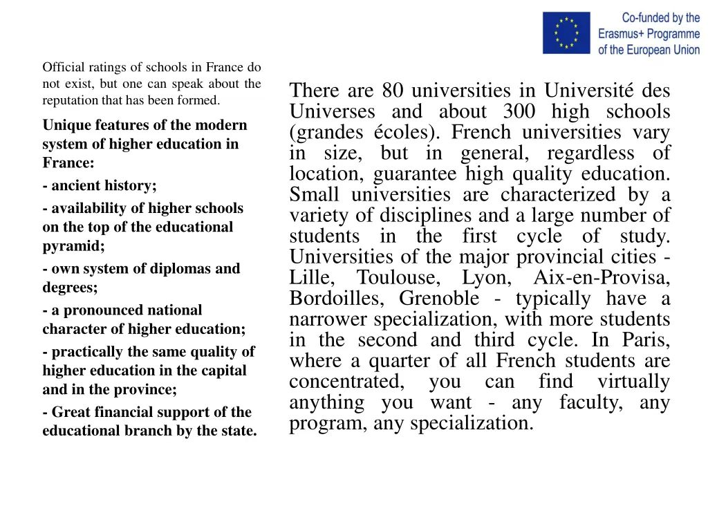 official ratings of schools in france