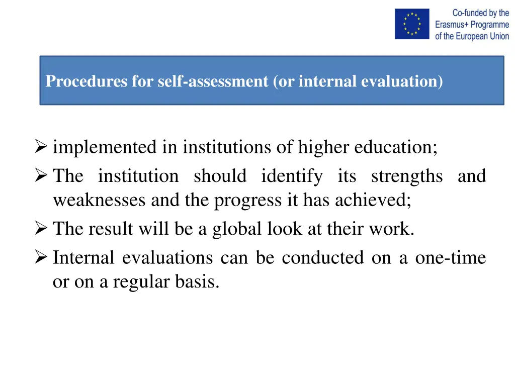 procedures for self assessment or internal