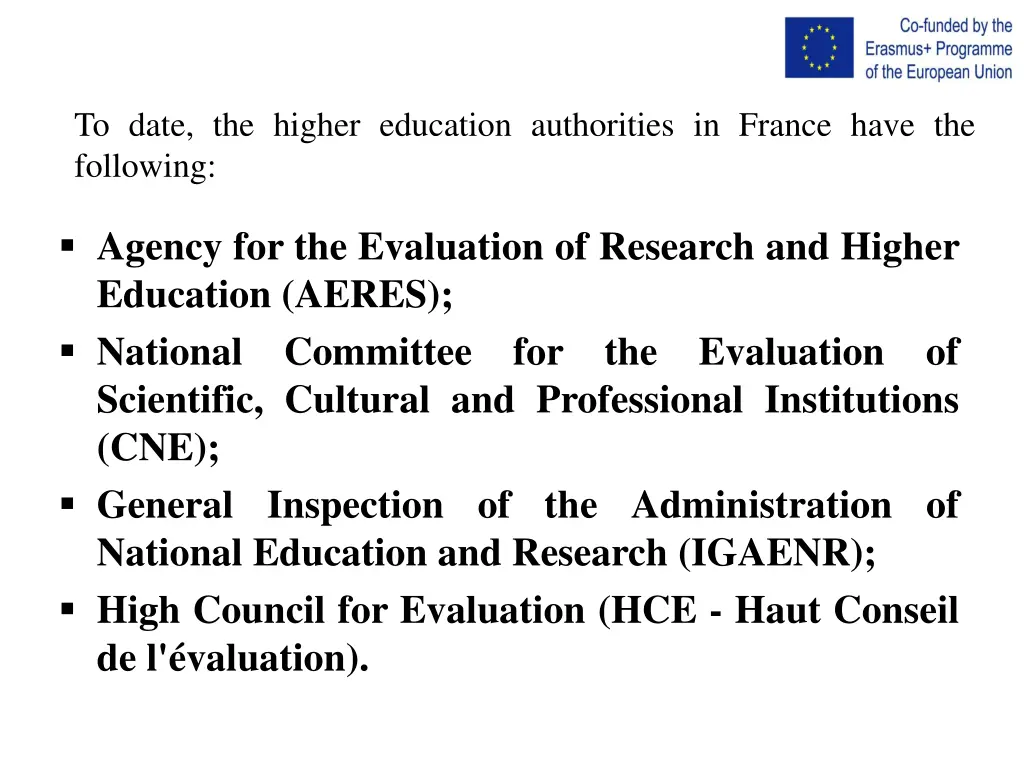 to date the higher education authorities