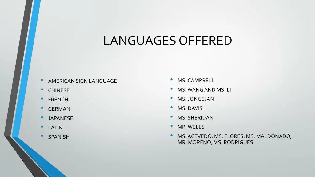 languages offered