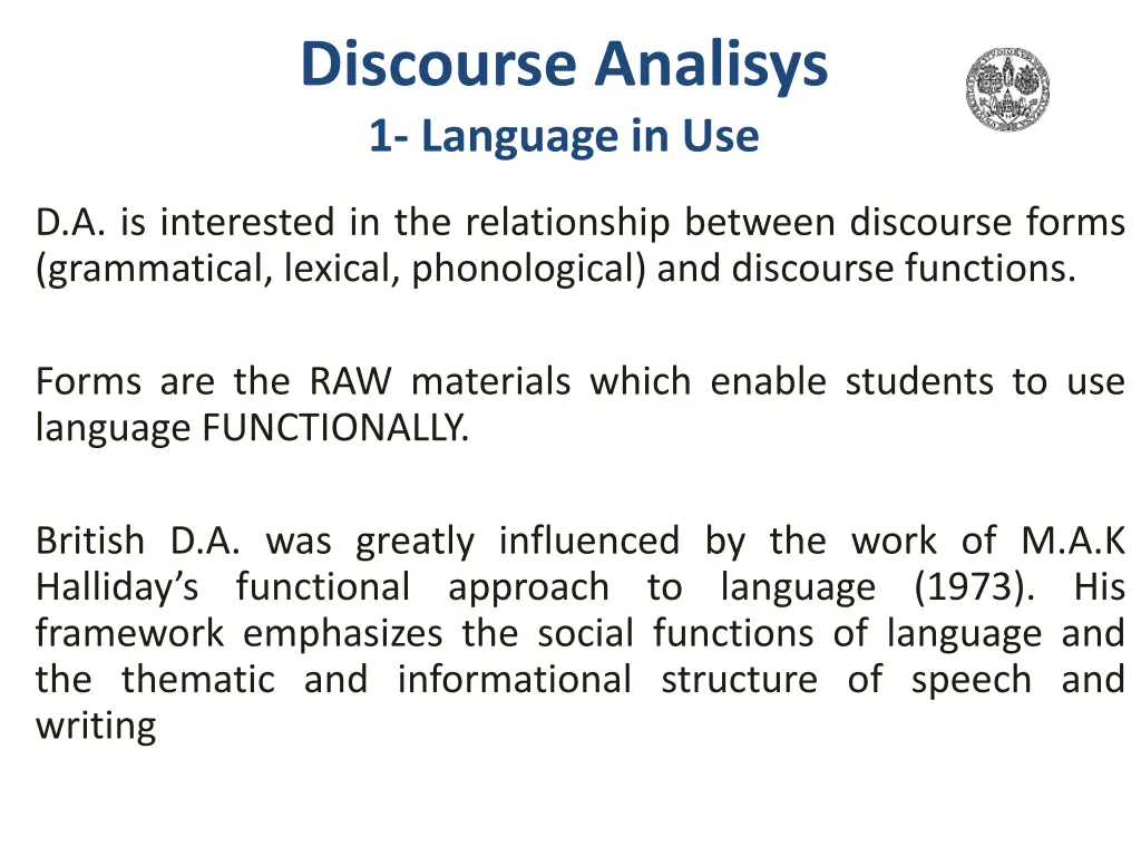 discourse analisys 1 language in use 2