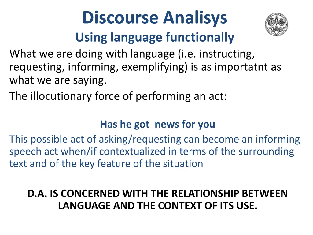 discourse analisys using language functionally