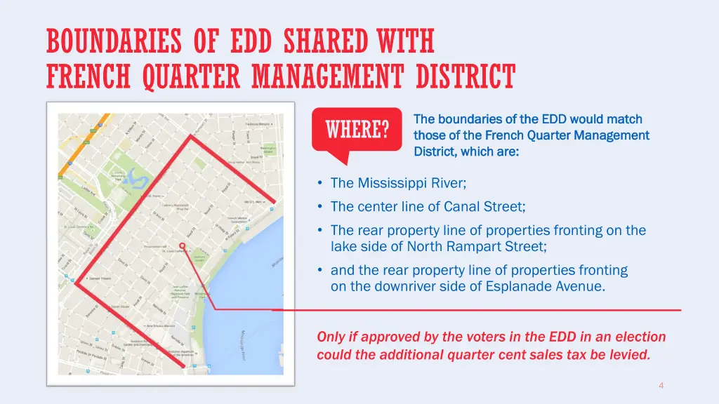 boundaries of edd shared with french quarter