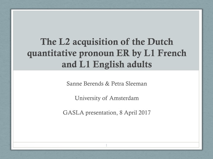 the l2 acquisition of the dutch quantitative