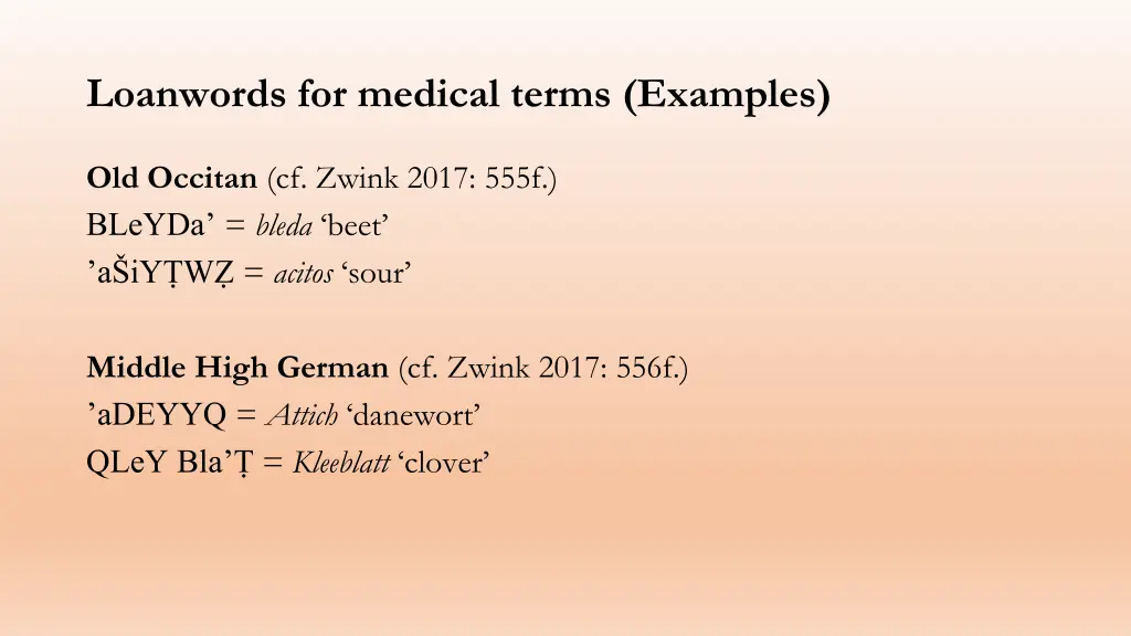 loanwords for medical terms examples 1